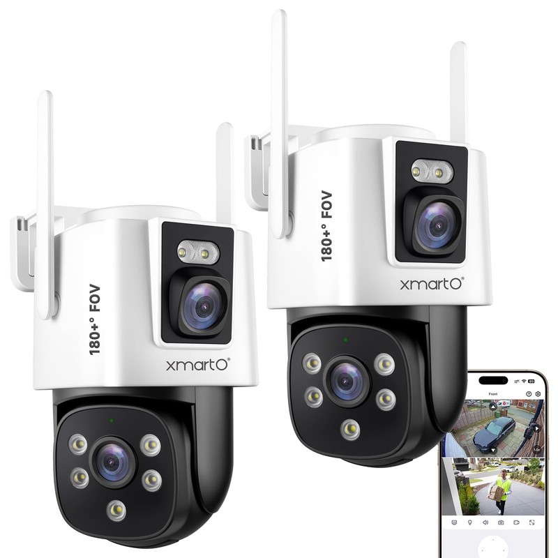 [Dual-CAM 180+° FOV] 6MP 2-in-1 WiFi Home Security Camera with AI Tracking, P…