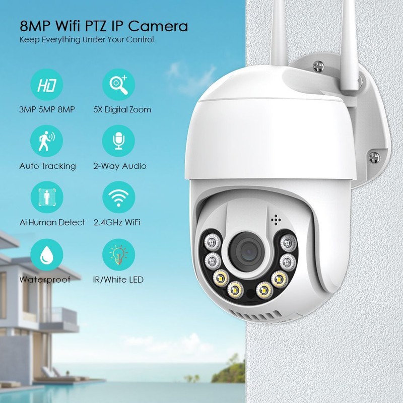 8MP 4K UHD PTZ Camera AI Human Detect Wireless Wifi Waterproof Security SmartCam gallery
