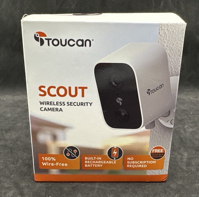 Toucan Scout Wireless Security Camera Wire-Free Rechargeable No Subscription