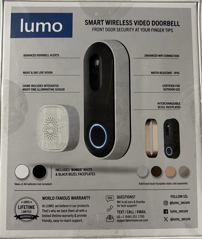 Lumo Smart Wireless Video Doorbell New Sealed gallery