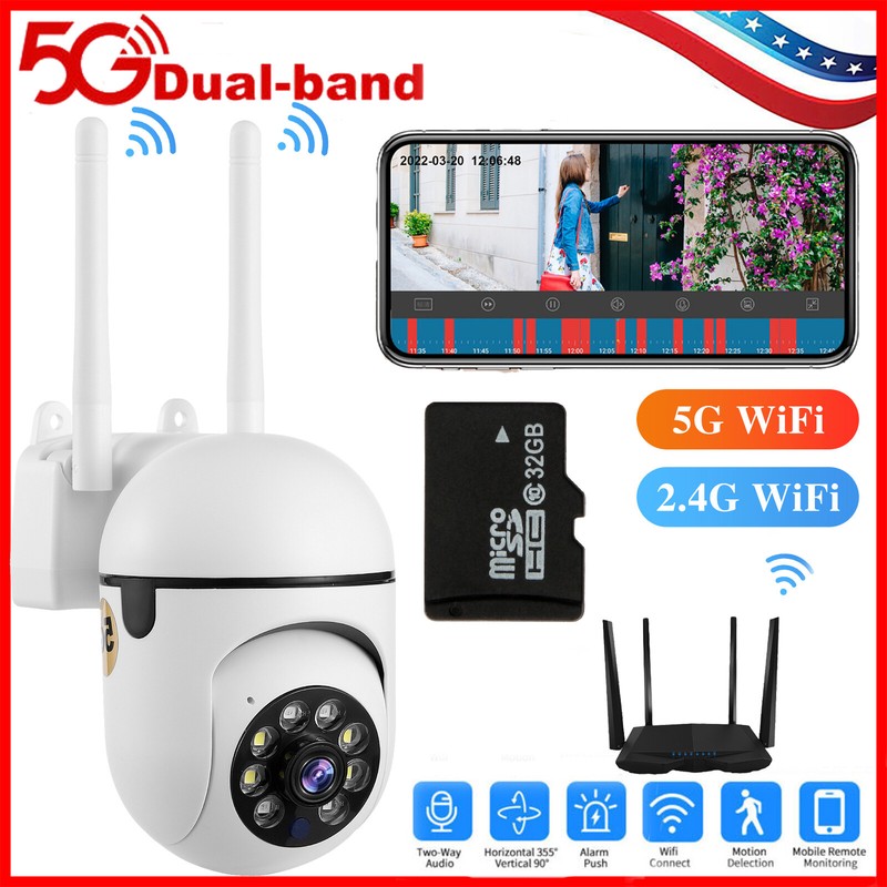5G Camara De Seguridad WIFI Inalambrica 360° Para Casa Exterior 1080P Con Audio