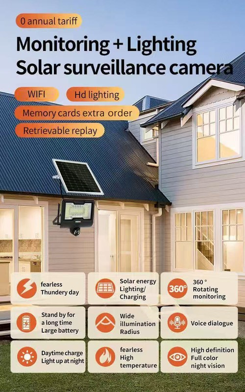 V380 Pro EseeCloud HD 3MP Solar Floodlight Security Camera WiFi IP CCTV Camera gallery