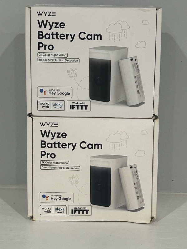 2-pack Wyze Battery Cam Pro 2k Security Outdoor / Indoor Camera Open Box – White