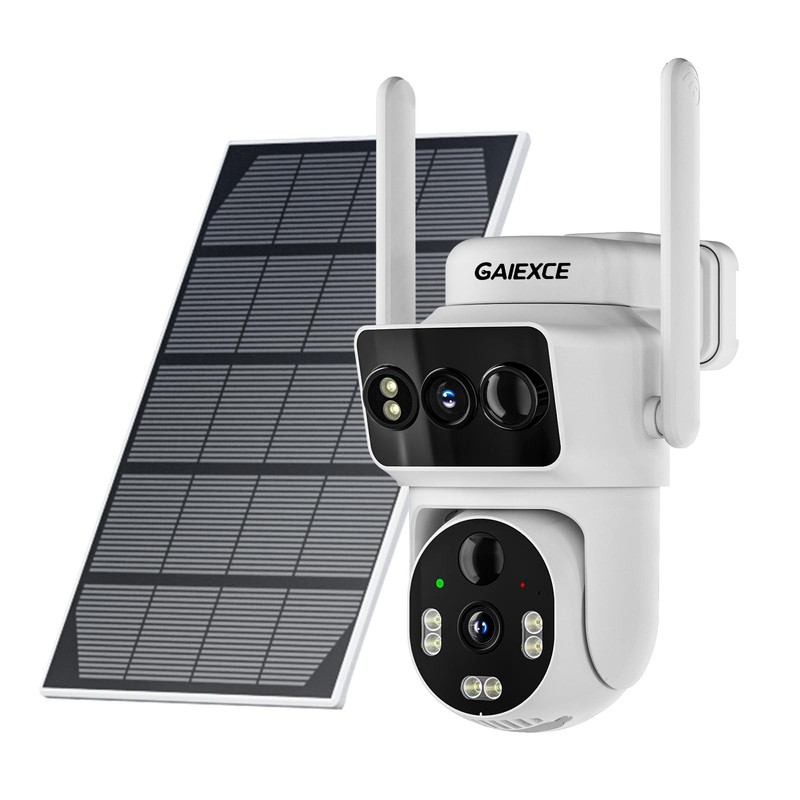 Solar Dual Lens Security Cameras Wireless Outdoor, Work with Home Dual Lens S…