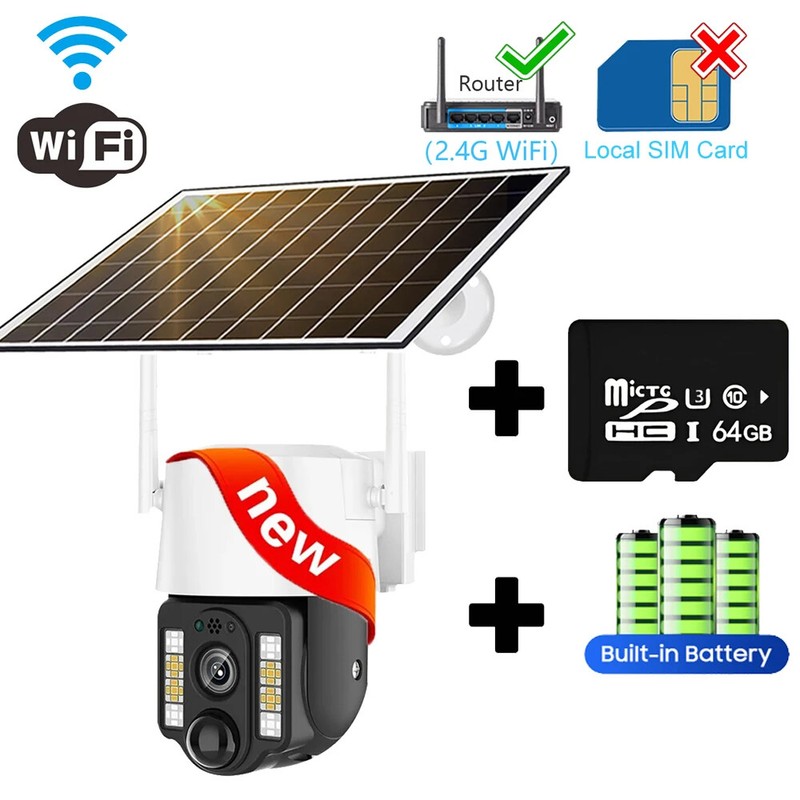 5MP HD Solar Camera 4G SIM Card Wireless WIFI CCTV Auto Tracking Security Camera gallery