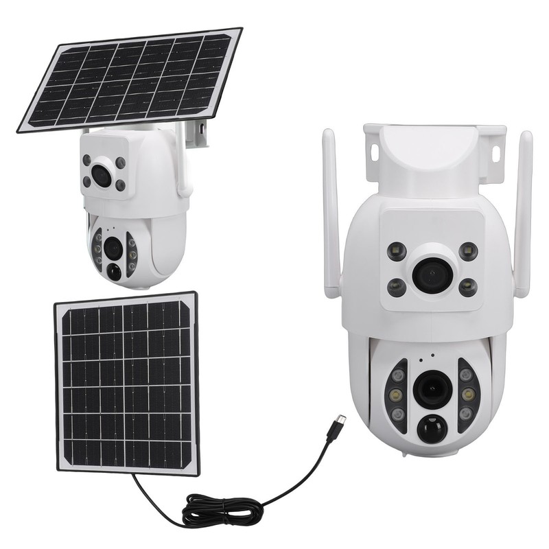 Solar Security Camera Wireless Dual Lens 3MP 2K Motion Detection WiFi Secur NVNF gallery