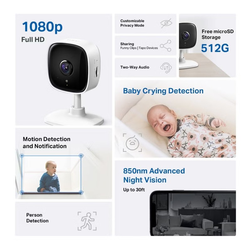 TP-Link Tapo C100 1080p WiFi Indoor Smart Security Camera Motion Detection gallery