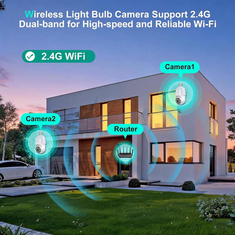52HZ 2K Light Bulb Security Camera, 2.4GHZ Wifi Lightbulb Security Cameras gallery