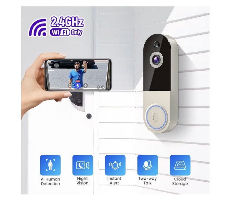 Wireless Video Doorbell Camera, Smart Outdoor Surveillance Cam, Live View, Cloud gallery