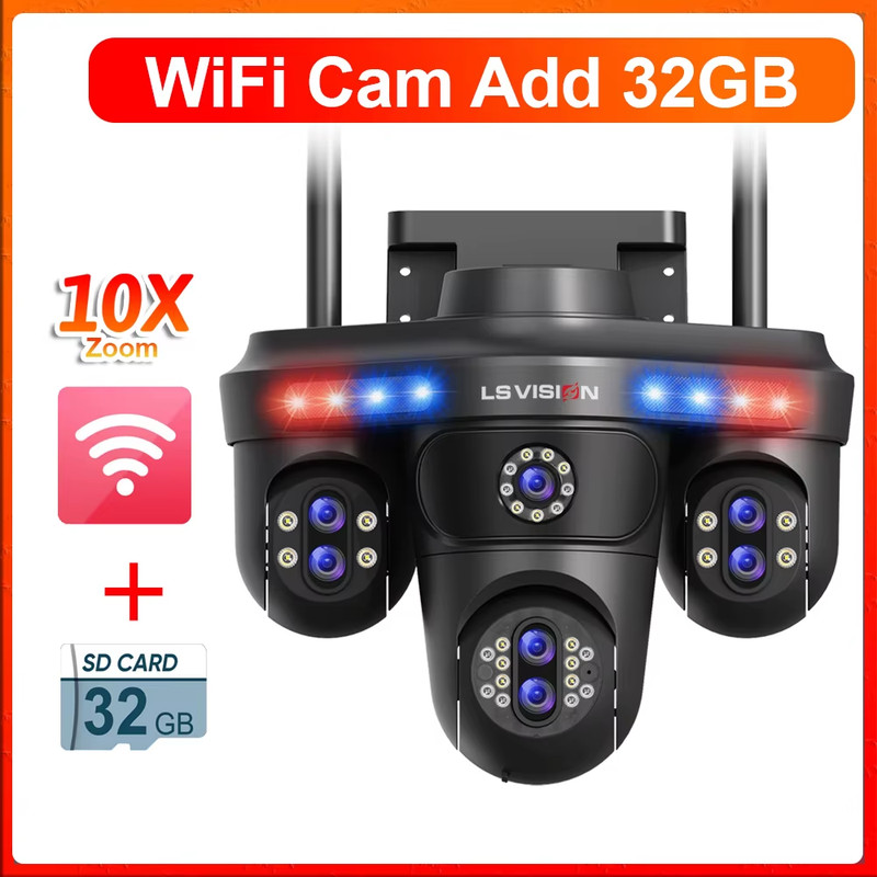 35MP WiFi IP Camera 10X Zoom 7 Lens 4 Screens Wireless Outdoor Surveillance Came gallery