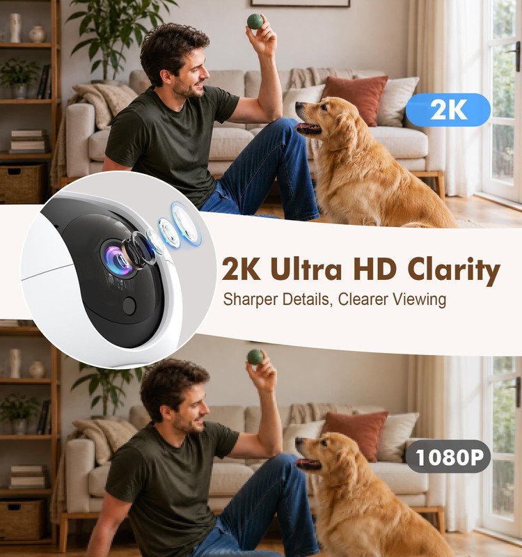 2K Wi-Fi Indoor Security Camera, 2.4/5GHz Wi-Fi Pet Cam, 3MP Camera for Baby ... gallery