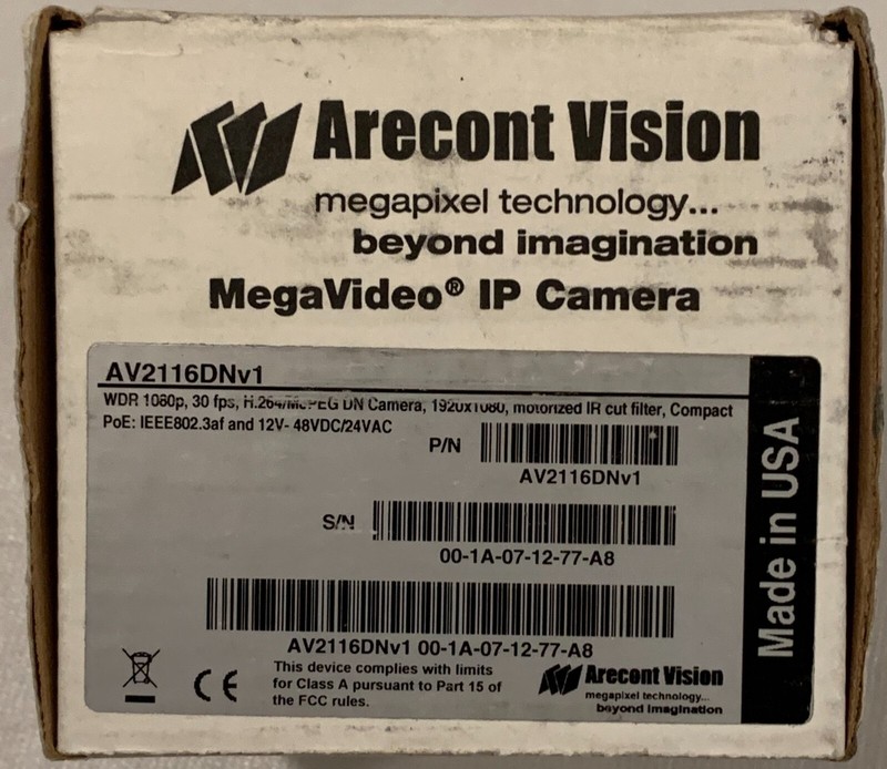 Arecont Vision AV2116DNv1 Megavideo IP Security Color Camera