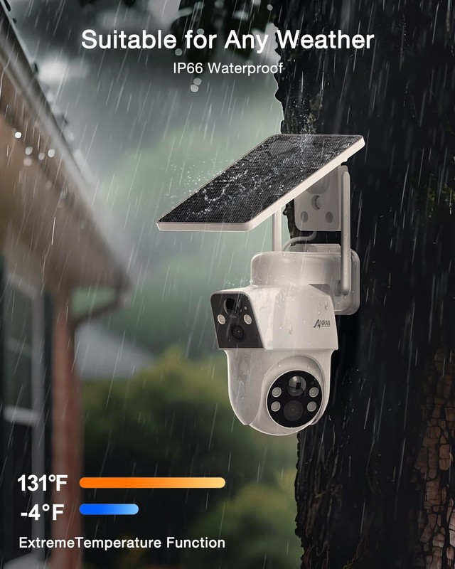 2 Pack Dual-Lens Solar Security Camera Wireless Outdoor - 3MP Fixed Wide-Angl... gallery