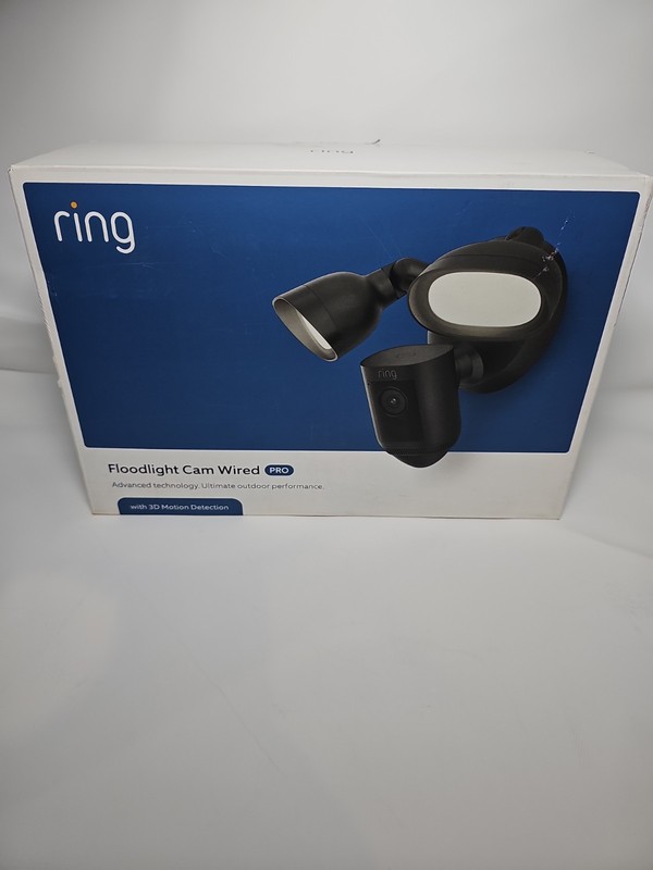 Floodlight Cam Pro with 2K Video and Ring Vision, 2 LED Lights – Black – New