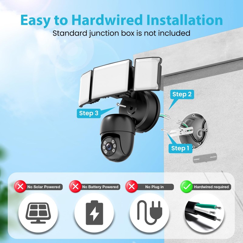 Floodlight Outdoor，5500LM Motion Sensor Light with ，2K HD Home Light Wired，Co... gallery