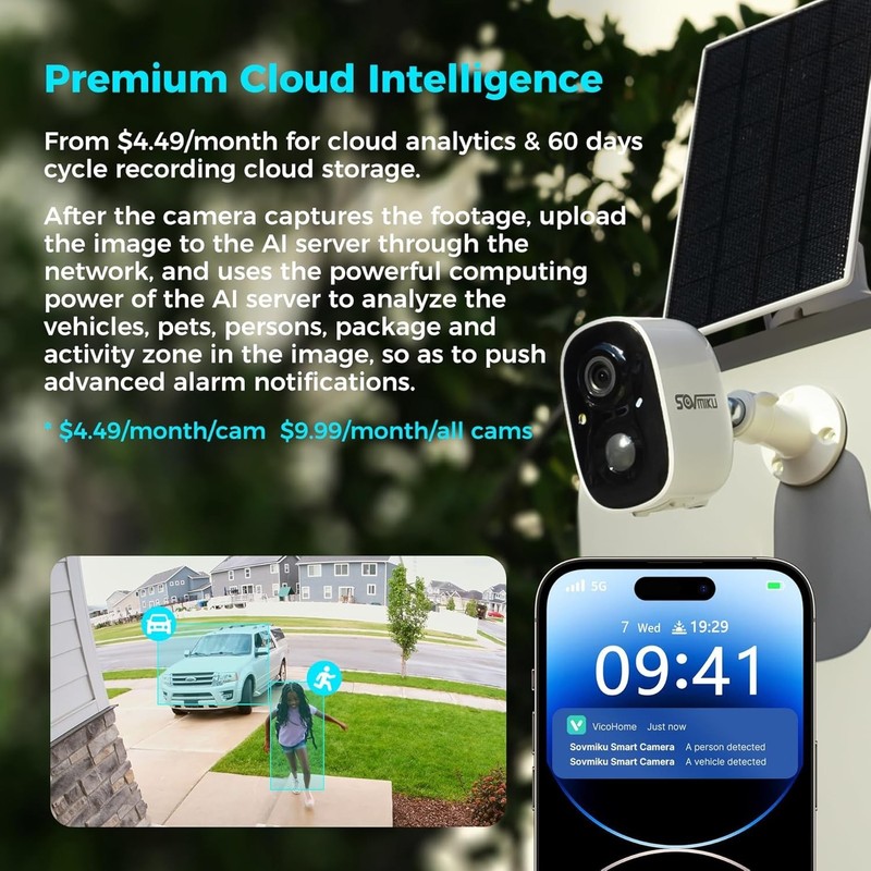 Vicohome CG6 Best 2K Solar Security Camera Wireless Outdoor System, No NVR Ne... gallery