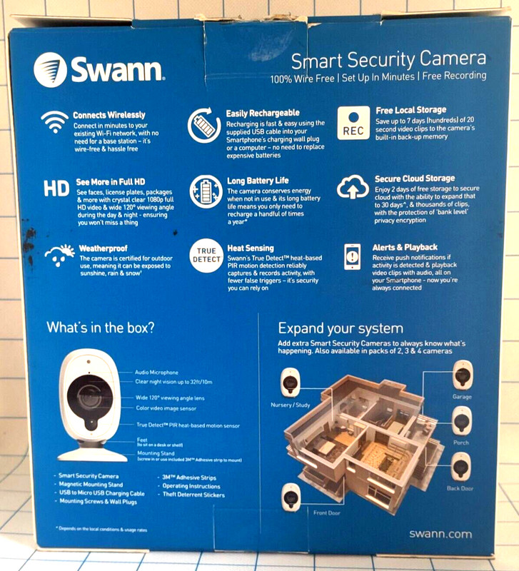 Swann Smart Security Camera Owner Manual Orig Box 1080P Wireless HD Weatherproof gallery