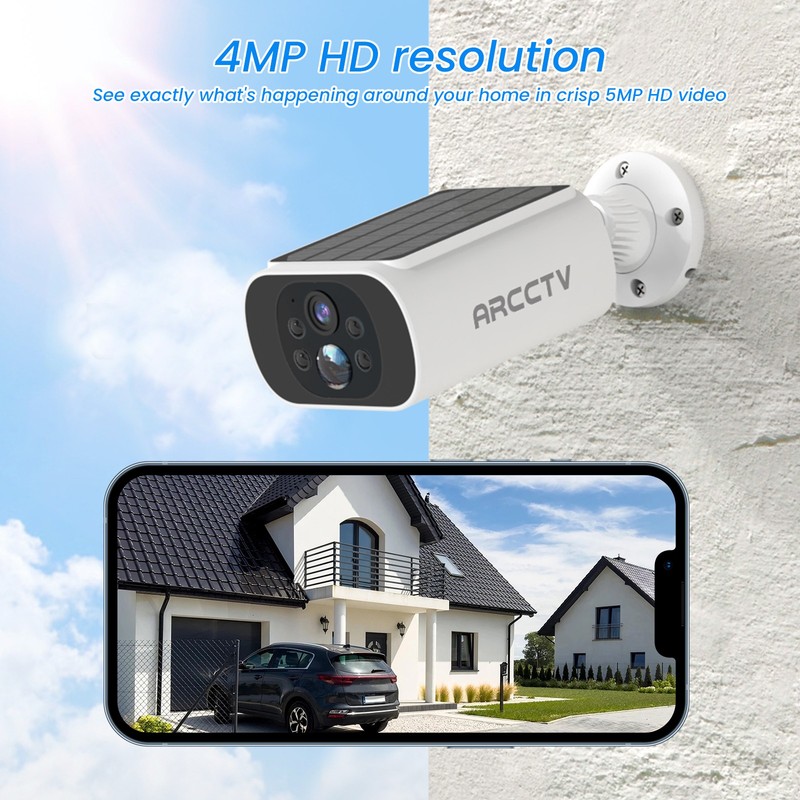 ARCCTV 4MP Solar Wireless Camera 4Pack-FHD Night,AI Detection,IP66 Weatherproof gallery