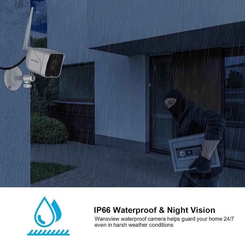 Outdoor Camera,1080P WiFi IP66 Waterproof Motion Detection Night Vision White gallery