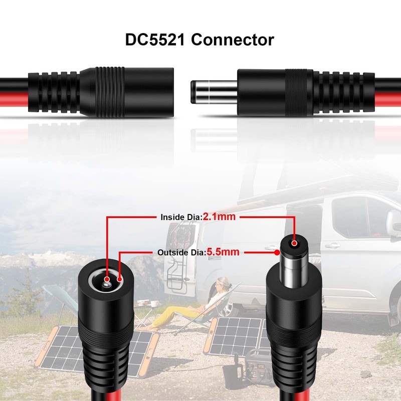 10ft 14AWG 12V DC Extension Cable 2.1mm x 5.5mm 5521 Power 10Ft, Black gallery