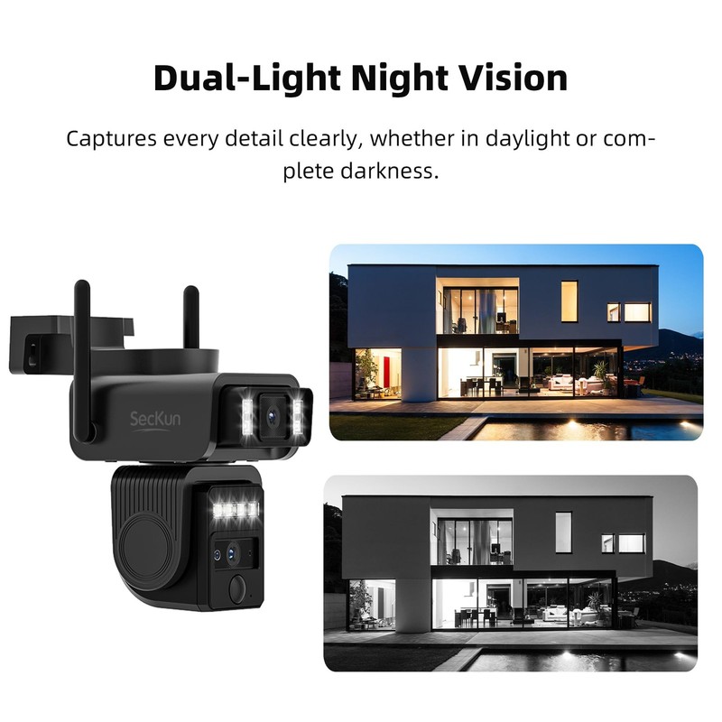 AJ19 Outdoor Solar Wireless Home Security Camera, 2.4GHz WiFi, Dual Lens 360°... gallery