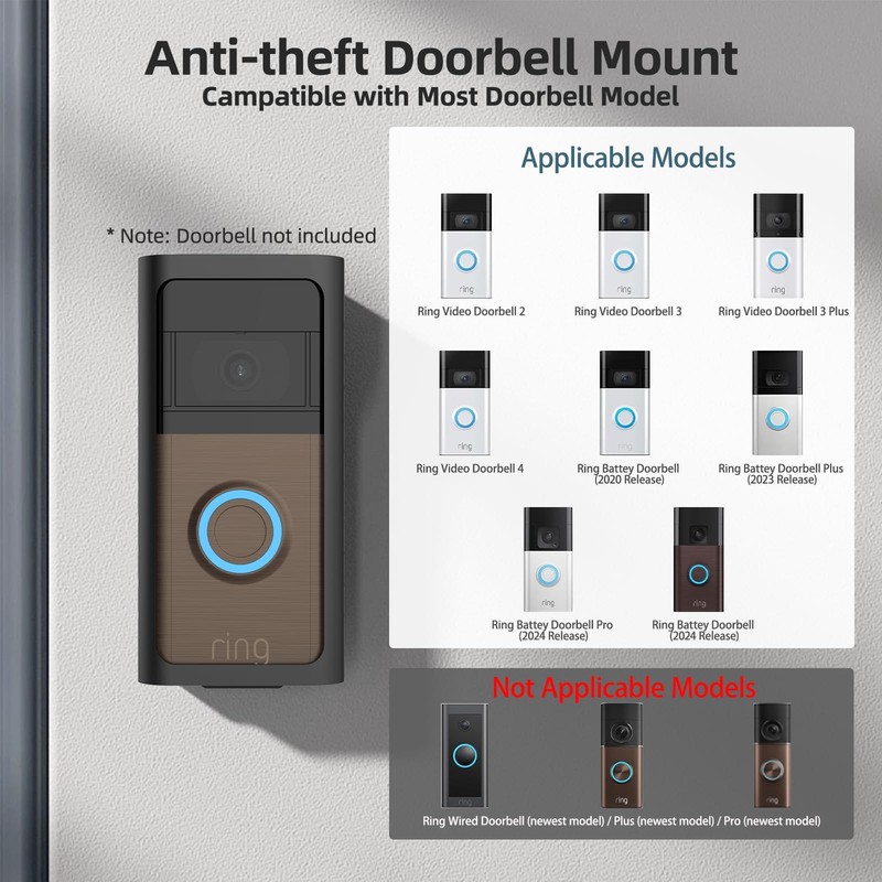 2025 Upgrade Steel Metal Anti-Theft Ring Doorbell Camera Mount Adjustable gallery
