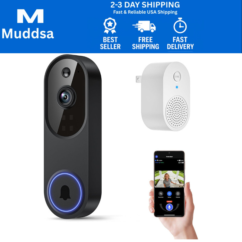 WiFi Ring Doorbell 1080P HD Security Camera Wireless Door Bell Camera With Chime