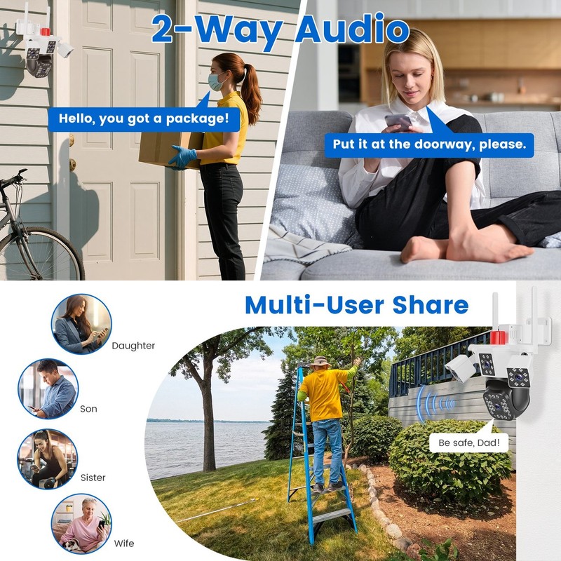 WiFi 1080P 4-Lens Pan & Tilt HD Camera Full Color Day & Night Monitoring gallery