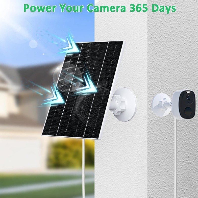 4W Solar Panel for Security Cameras - Waterproof, 2 Pack with Adjustable Mounts gallery