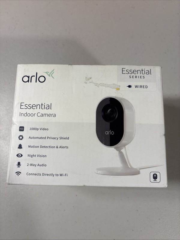 Arlo Essential 1080p Indoor Wired Security Camera – White