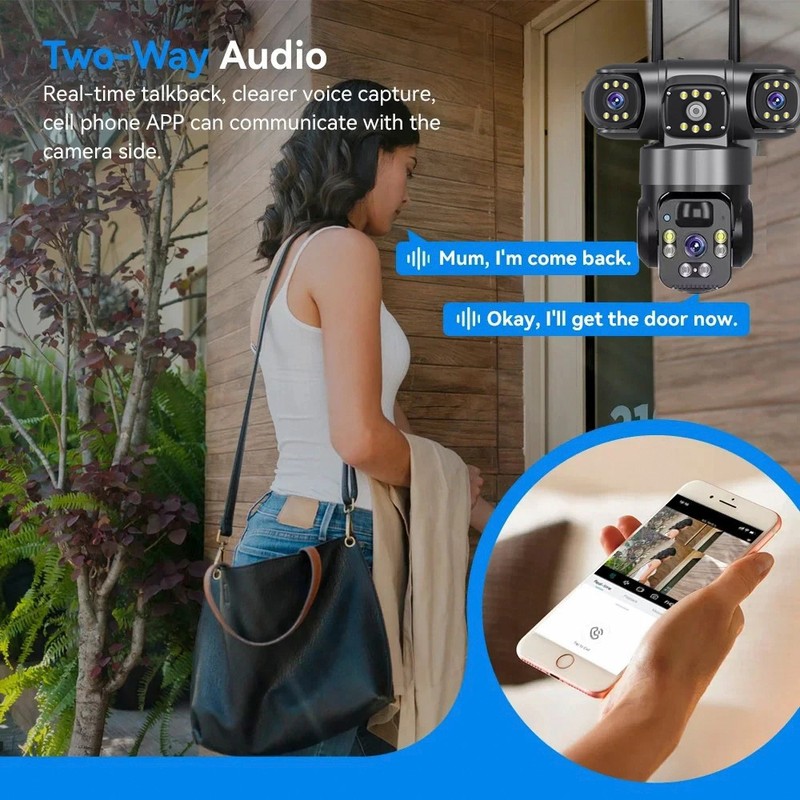 WiFi Solar/Battery Wireless Security Camera 360° PTZ 4K Color Night Vision Cam gallery