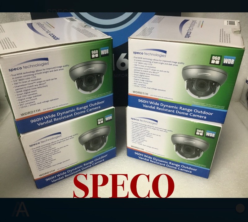 Lot 4 SPECO WDRD11H CCTV Color Cameras W/ 700TVL 2.8-12mm T-WDR VandalProof NEW!