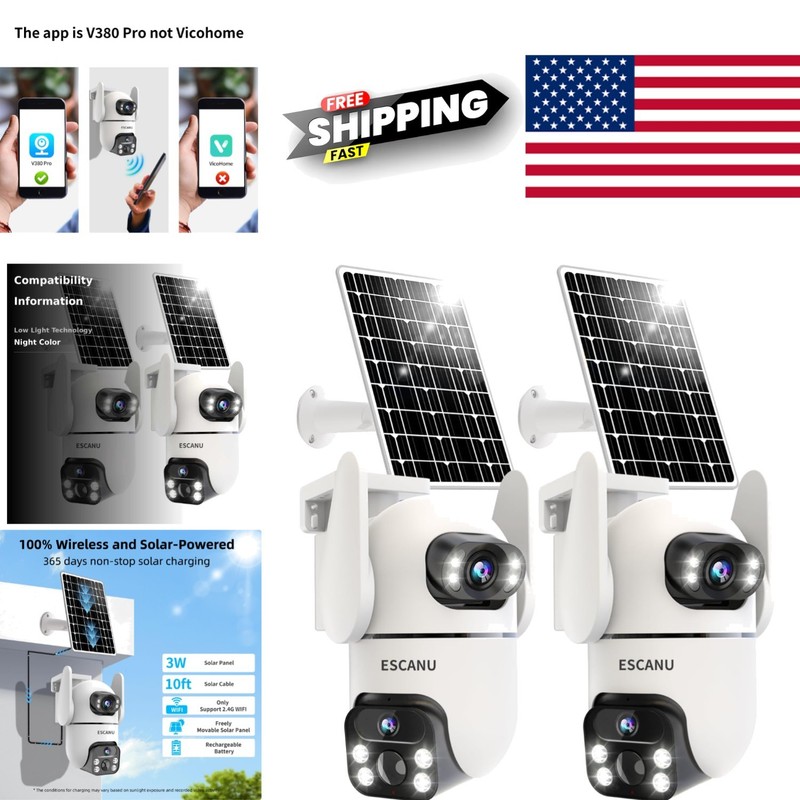 Wireless Outdoor Security Cameras with Dual Lens and 100 Percent Wireless Setup