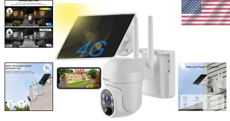 Solar-Powered 360° Live View Camera with 2K Color Night Vision & Alerts gallery