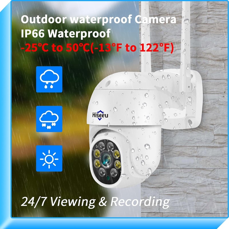 Hiseeu 3MP Wireless Security Camera Outdoor 24/7 Recording WiFi Camera Auto gallery