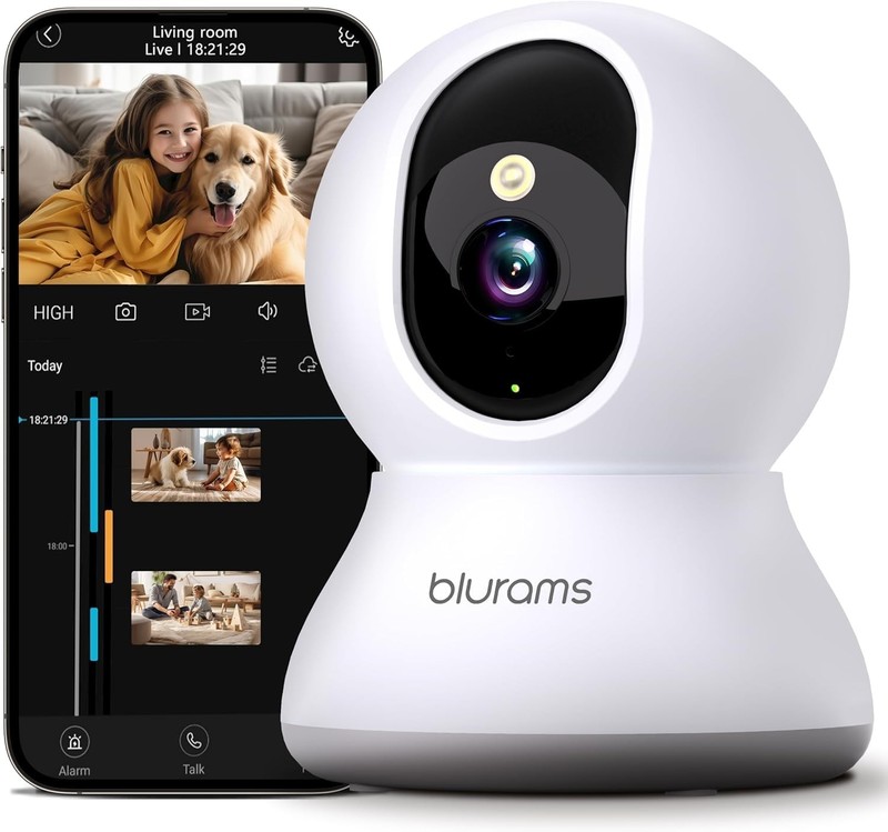 Security Camera 2K, Baby Monitor Dog Camera 360-degree for Home Security w/Sm…