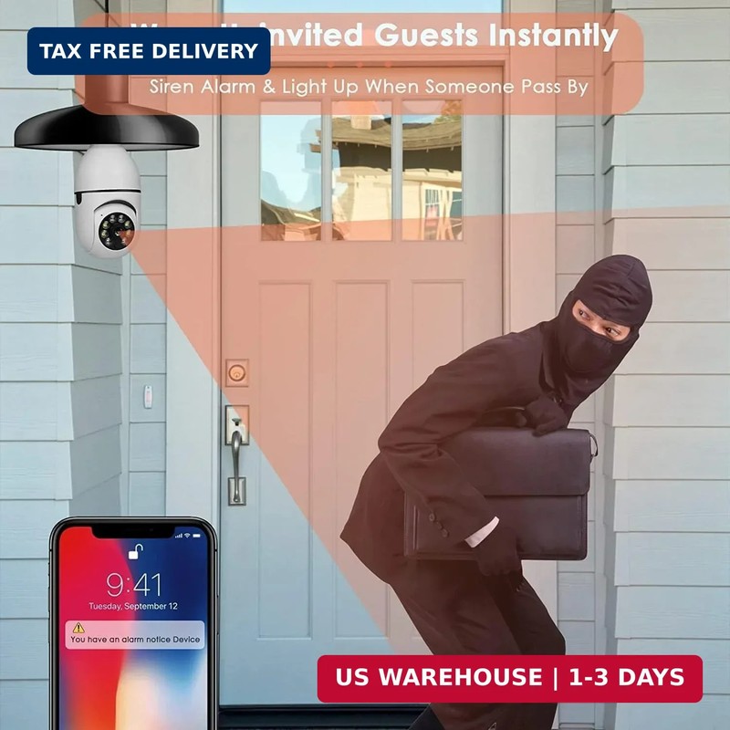 Light Bulb Security Camera 2.4GHz & Wireless WiFi Outdoor, 1080P Light Socket, I gallery