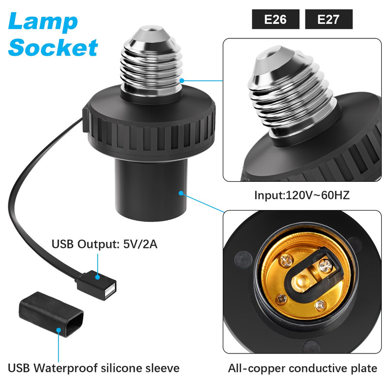 2 Pack Lamp Socket Power Adapter for Wyze Cam V3/V4/V3 Pro/Og,Wyze Cam Pan V3, E gallery