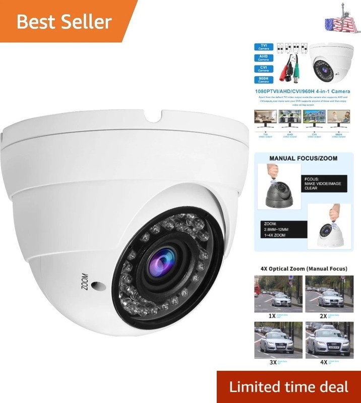 2MP CCTV Camera HD 1080P 4-in-1 TVI/AHD/CVI/960H/CVBS Security Dome Camera, 2...