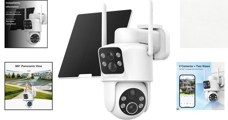 Wireless Outdoor Security Camera with 360° Pan/Tilt, Solar Powered, Easy Install gallery