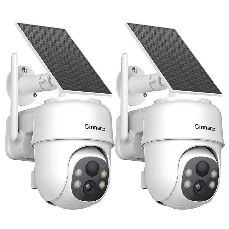 2Pack 2K Home Security Camera System Solar Panel 360°PTZ Wireless 3MP Outdoor