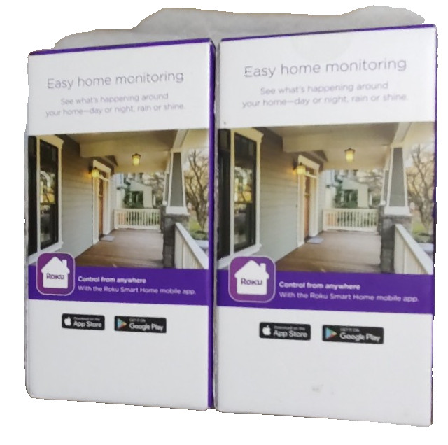 2 Roku CW1000R 1080P Wi-Fi Outdoor Smart Home SE Security Camera NEW SEALED gallery