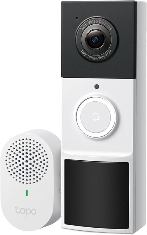 TP-Link Tapo Smart Video Doorbell Camera Wireless with Chime, 2K D210 White