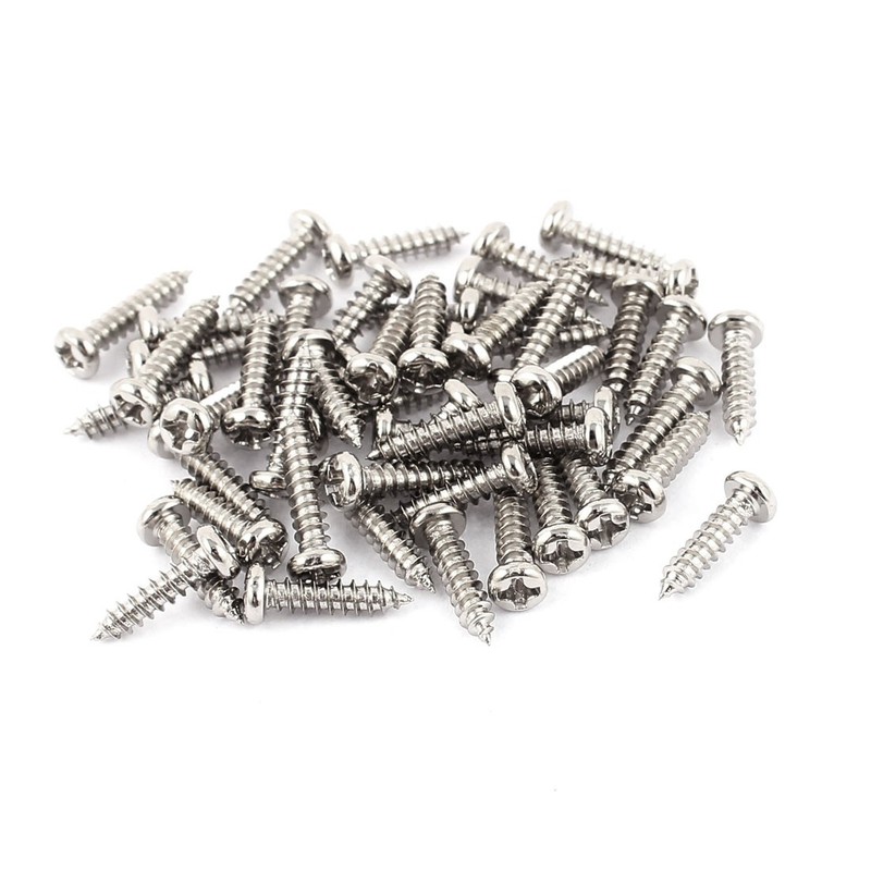 50pcs M3 x 12mm Cross Stainless Steel Self Threading Screws Bolts