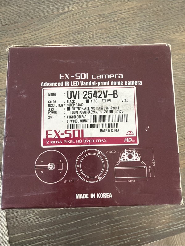 Eyemax UVI-2542V-B HD-SDI EX SDI Vandal Proof Storm Series Dome Camera 2.8-12mm gallery