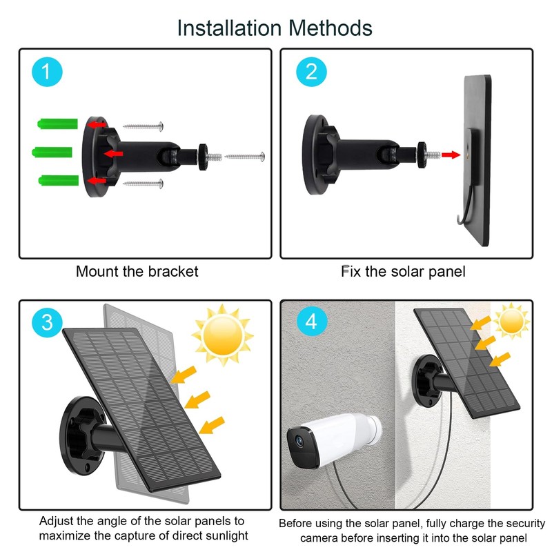 Solar Panel for Outdoor Camera, IP66 Waterproof Solar Charger, Continuous Sol... gallery