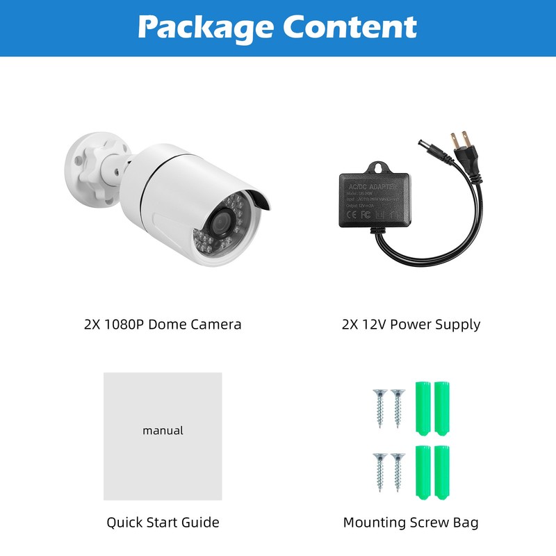 2 Pack IP66 Bullet Camera 5MP HD Video Indoor Outdoor Surveillance Security gallery