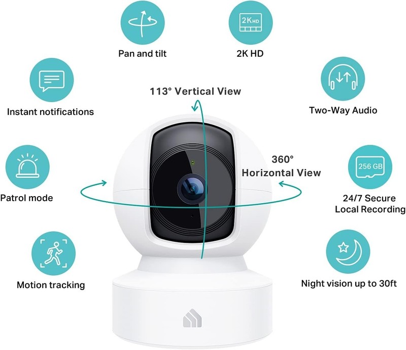 Kasa 2K+ Indoor Pan/Tilt Wired Security Camera - Works as a Baby Monitor & Pe... gallery