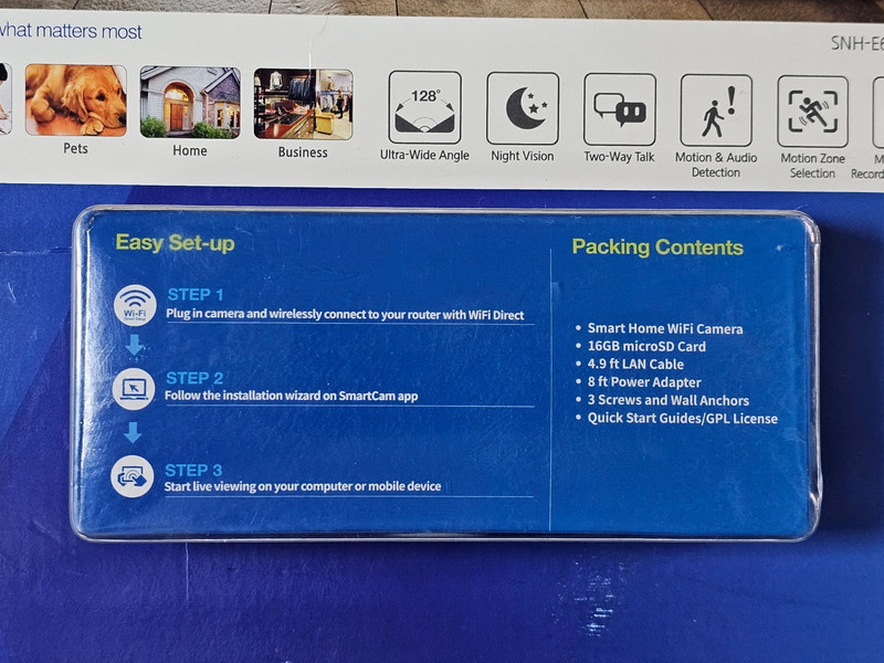 NEW Samsung SmartCam HD SNH-E6413BN WiFi Home Monitoring Camera 1080p 16GB Card gallery