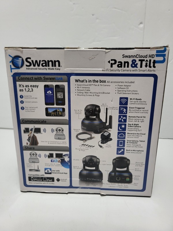 SwannCloud HD Pan & Tilt WiFi Security Camera with Smart Alerts New Sealed gallery